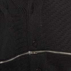 Alexander McQueen Black Patterned Wool Blend Buttoned Front Sweater L