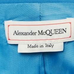 Pre Owned Alexander McQueen Blue Double Breasted Wool Blazer M
