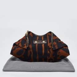 Alexander McQueen Black/Brown Leopard Print Canvas and Leather Medium De Manta Clutch