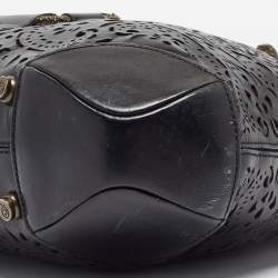 Alexander McQueen Black Laser Cut Leather Novak Satchel