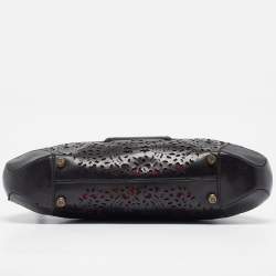 Alexander McQueen Black Laser Cut Leather Novak Satchel