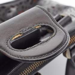 Alexander McQueen Black Laser Cut Leather Novak Satchel