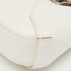 Pre Owned Alexander McQueen White Leather Mini Jewelled Hobo 