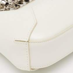 Pre Owned Alexander McQueen White Leather Mini Jewelled Hobo 