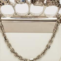 Pre Owned Alexander McQueen White Leather Mini Jewelled Hobo 