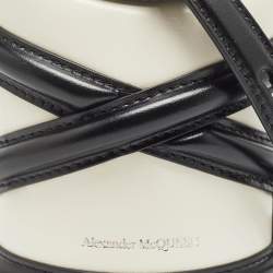 Alexander McQueen Black/White Leather Mini The Curve Bucket Bag