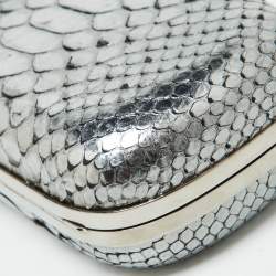 Alexander McQueen Silver Python Skull Box Clutch
