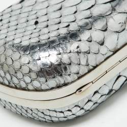 Alexander McQueen Silver Python Skull Box Clutch