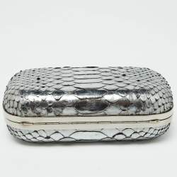 Alexander McQueen Silver Python Skull Box Clutch