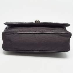 Pre Owned Alexander McQueen Black Graffiti Nylon Skull Crystals Shoulder Bag