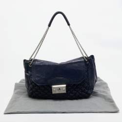 Pre Owned Alexander McQueen Navy Blue Quilted Leather Chain Flap Bag