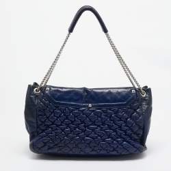 Pre Owned Alexander McQueen Navy Blue Quilted Leather Chain Flap Bag