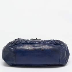 Pre Owned Alexander McQueen Navy Blue Quilted Leather Chain Flap Bag