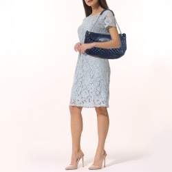 Pre Owned Alexander McQueen Navy Blue Quilted Leather Chain Flap Bag