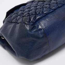 Pre Owned Alexander McQueen Navy Blue Quilted Leather Chain Flap Bag