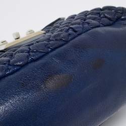 Pre Owned Alexander McQueen Navy Blue Quilted Leather Chain Flap Bag