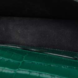 Alexander McQueen Green Croc Embossed Leather Skull Ring Shoulder Bag