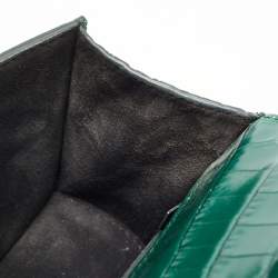 Alexander McQueen Green Croc Embossed Leather Skull Ring Shoulder Bag
