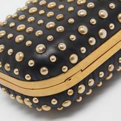 Alexander McQueen Black Studded Leather Skull Knuckle Box Clutch