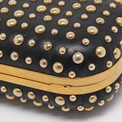 Alexander McQueen Black Studded Leather Skull Knuckle Box Clutch