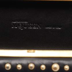 Alexander McQueen Black Studded Leather Skull Knuckle Box Clutch