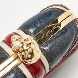 Pre Owned Alexander McQueen Multicolor Leather Britannia Skull Box Clutch