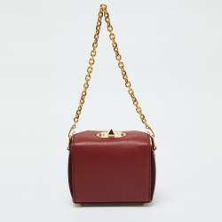 Alexander McQueen Brick Brown Leather Box Crossbody Bag