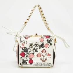 Pre Owned Alexander McQueen White/Multicolor Embroidered Leather Box 16 Shoulder Bag