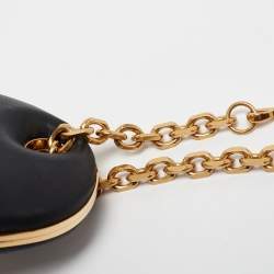 Pre Owned Alexander McQueen Black Leather Embellished Clam Chain Clutch