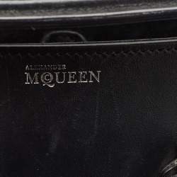 Alexander McQueen Black/Pink Leather and Croc Embossed Detail Small Heroine Top Handle Bag