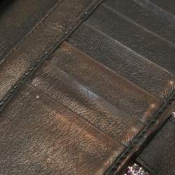 Alexander McQueen Silver Glitter and Leather Skull Continental Wallet