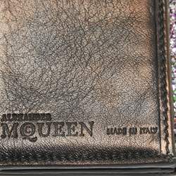 Alexander McQueen Silver Glitter and Leather Skull Continental Wallet