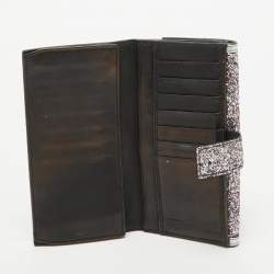 Alexander McQueen Silver Glitter and Leather Skull Continental Wallet
