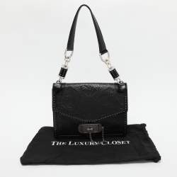 Alexander McQueen Black Embossed Patent Leather Top Handle Bag