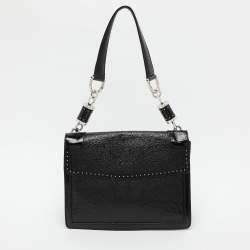 Alexander McQueen Black Embossed Patent Leather Top Handle Bag