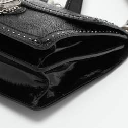 Alexander McQueen Black Embossed Patent Leather Top Handle Bag