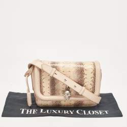 Alexander McQueen Blush Pink Python and Leather Skull Flap Bag