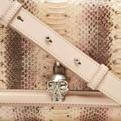 Alexander McQueen Blush Pink Python and Leather Skull Flap Bag