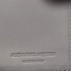 Alexander McQueen Grey Leather Skull Crystals French Wallet