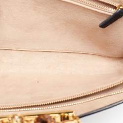 Pre Owned Alexander McQueen Black Croc Embossed Leather Skull Knuckle Clutch