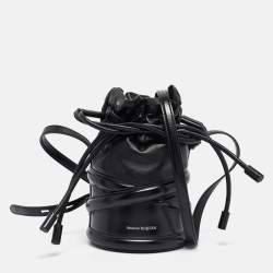 Alexander McQueen Black Leather The Soft Curve Bucket Bag