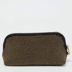Pre Owned Alexander McQueen Black Suede Studded Zip Pouch