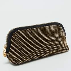 Pre Owned Alexander McQueen Black Suede Studded Zip Pouch