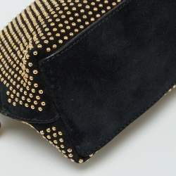 Pre Owned Alexander McQueen Black Suede Studded Zip Pouch