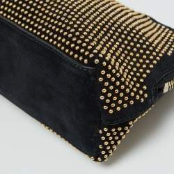 Pre Owned Alexander McQueen Black Suede Studded Zip Pouch