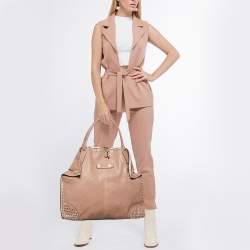 Alexander McQueen Beige Leather Large Studded De Manta Tote