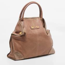 Alexander McQueen Beige Leather Large Studded De Manta Tote