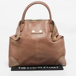 Alexander McQueen Beige Leather Large Studded De Manta Tote