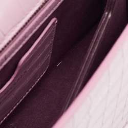 Pre Owned Alexander McQueen Pink Croc Embossed Leather Knuckle Flap Shoulder Bag