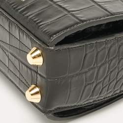 Alexander McQueen Black Croc Embossed Leather Box Shoulder Bag